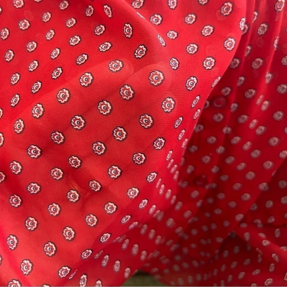 Free people Printed floral Blouse sheer Easy Rider Button-down in Red Combo